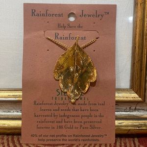 Gold dipped leaf pendant and chain necklace